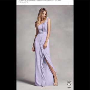 Long One-Shoulder Bridesmaid Dress with Ruffles